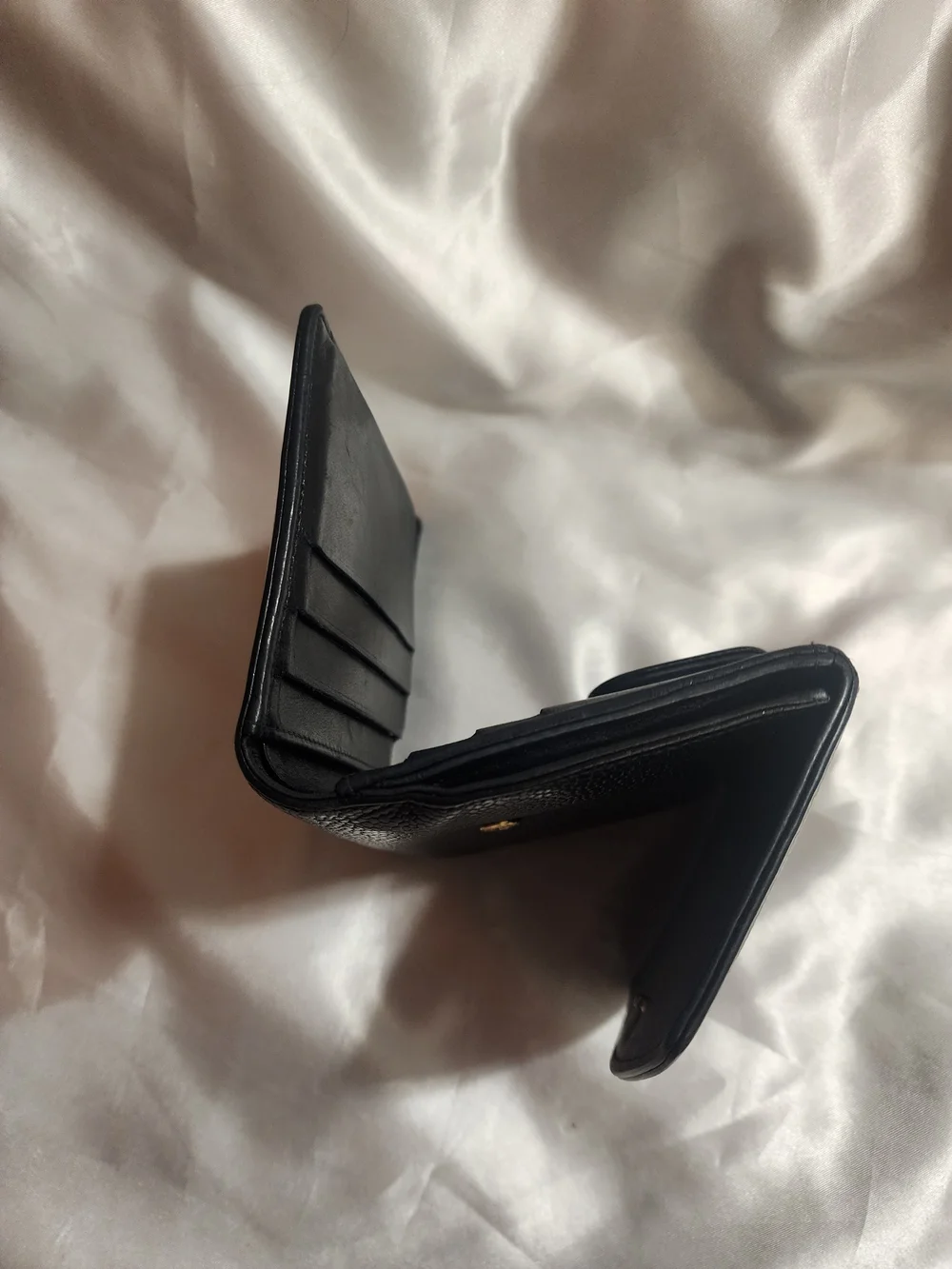 CHANEL Black Caviar Leather Trifold Wallet